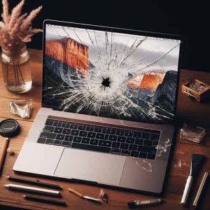 vitre cassée sur un macbook pro