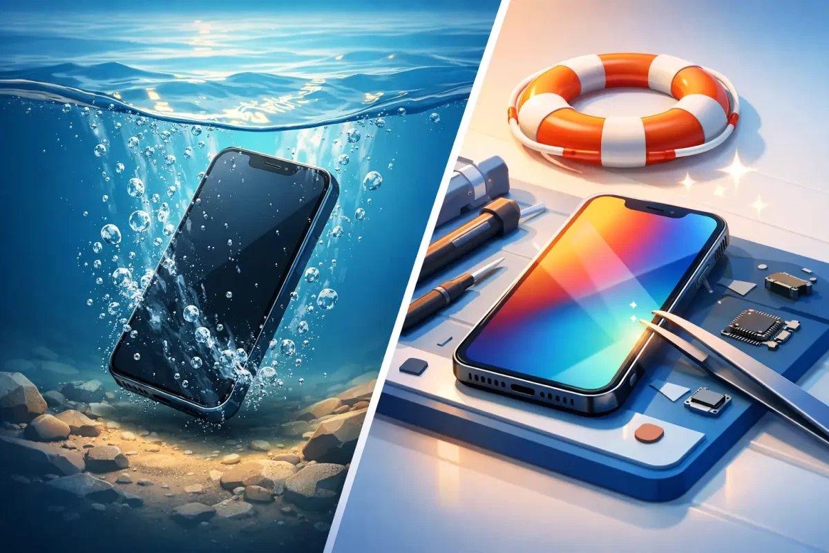 Cas client iPhone tombé dans l’eau sauvé