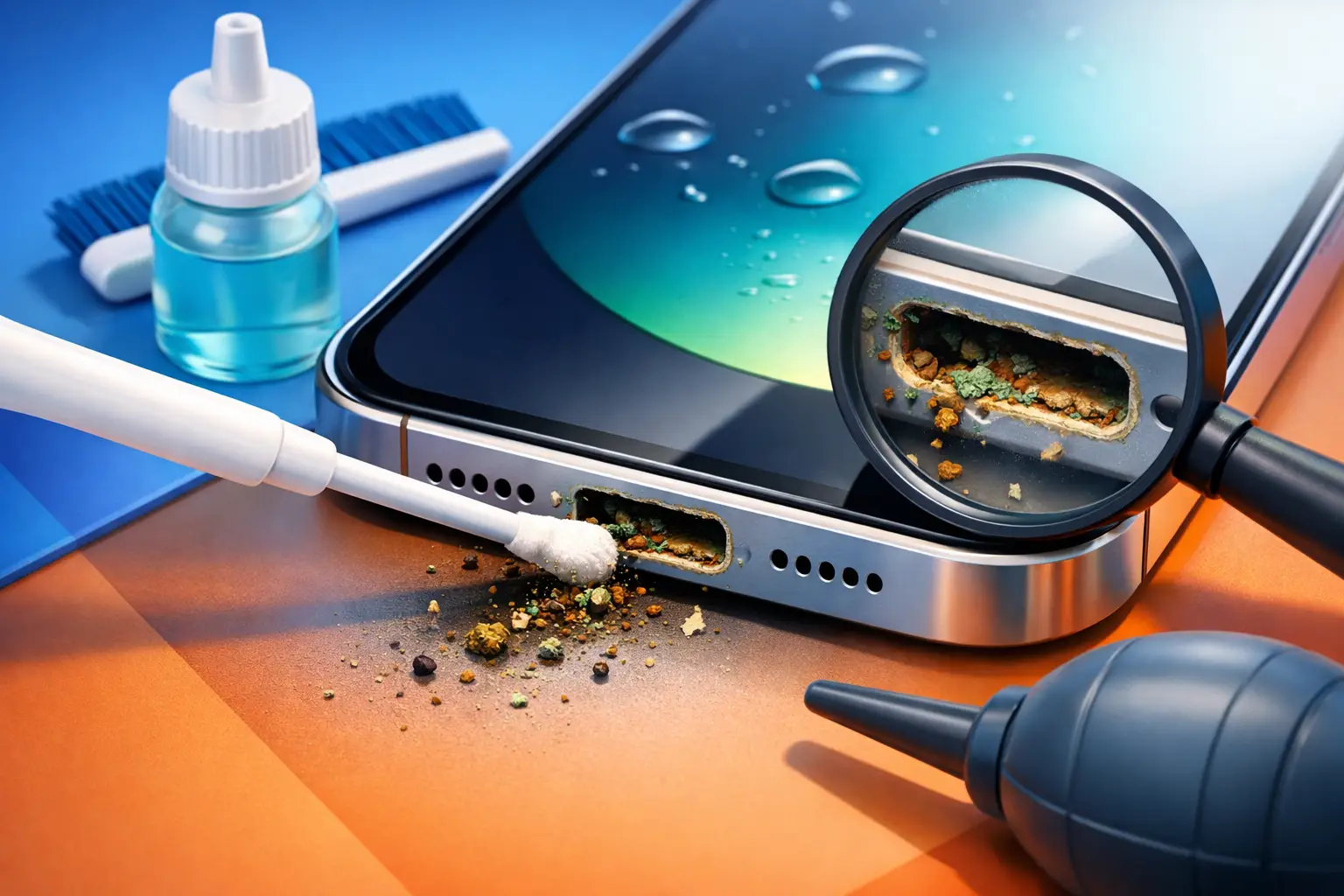 Nettoyer un port Lightning iPhone oxydé